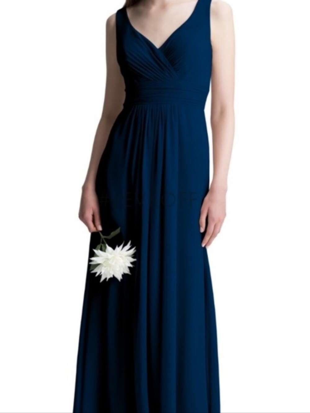 Bill Levkoff navy blue bridesmaid formal floor length classic dress size 10